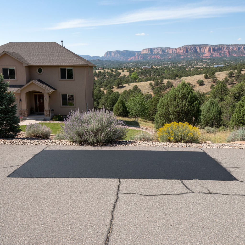 Completed asphalt repair work at a residential property in Canon City, CO