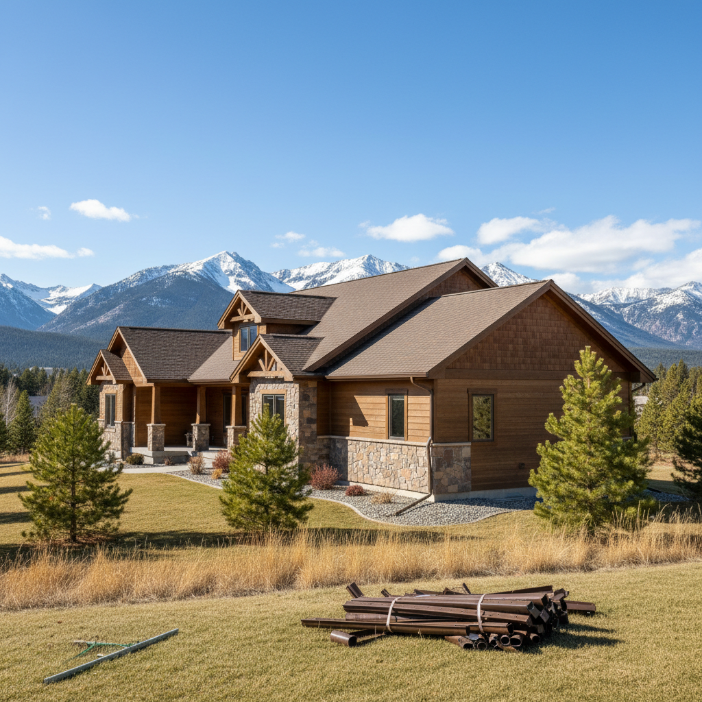 Completed gutter replacement work at a residential property in Whitefish, MT