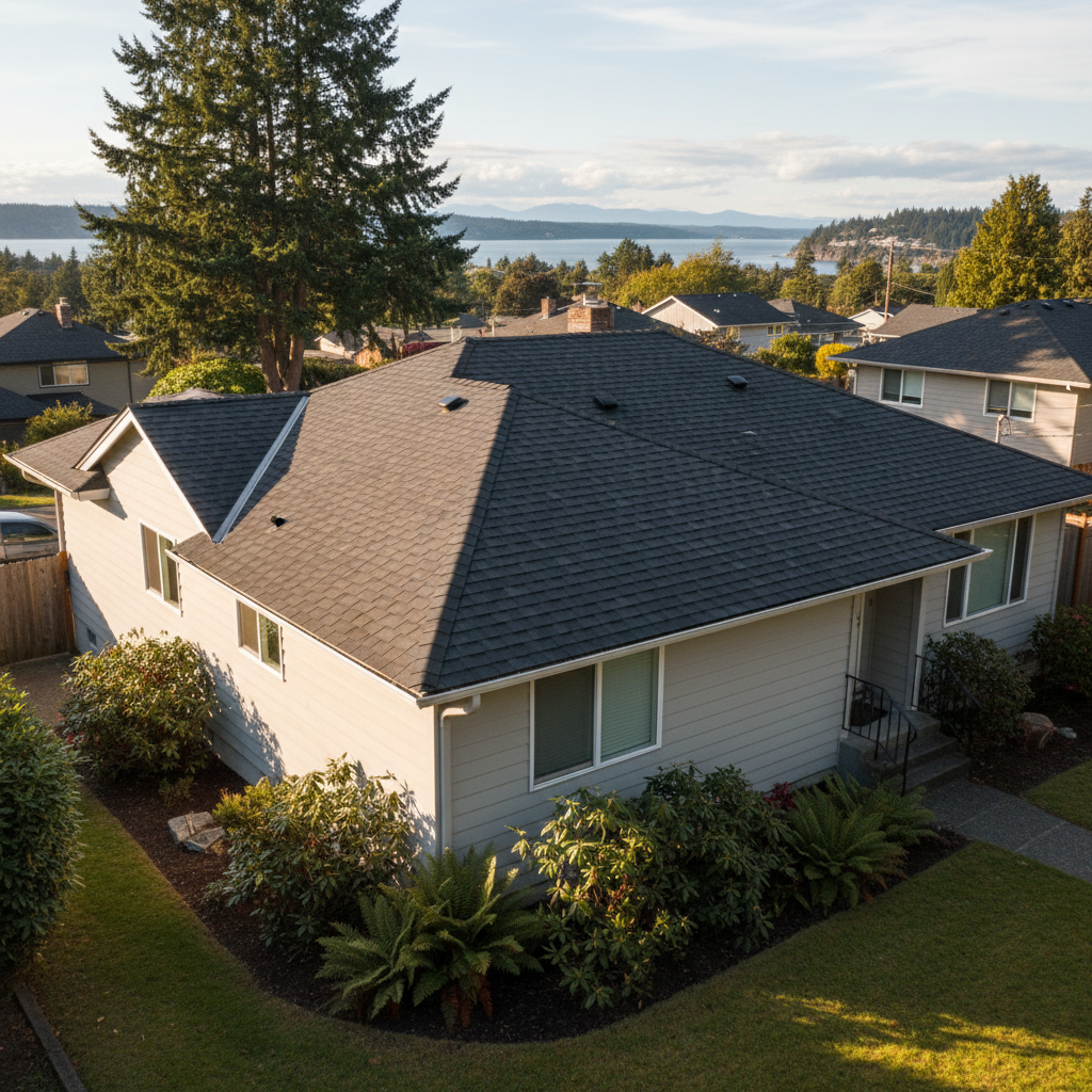 Completed roof installation work at a residential property in Shoreline, WA