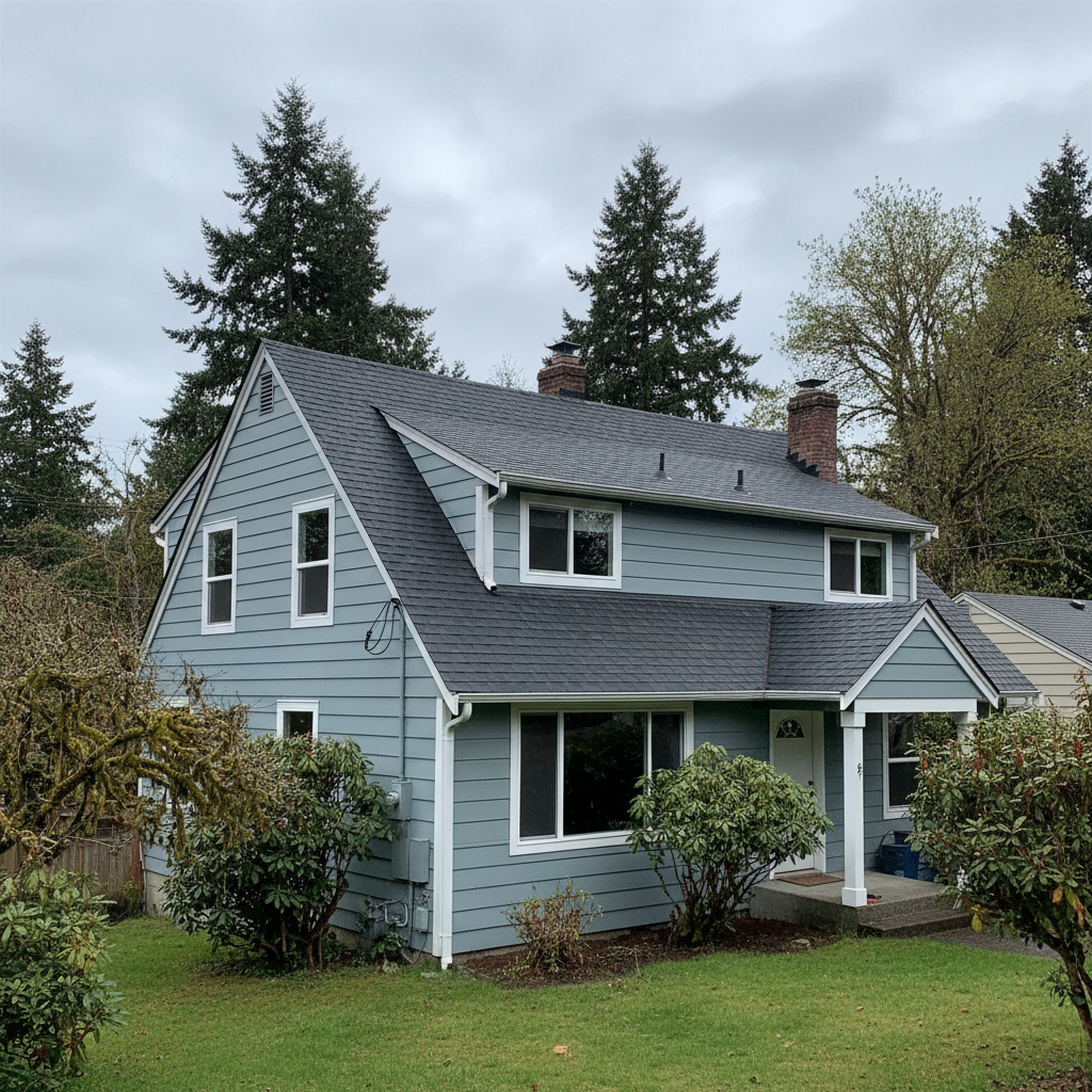 Completed roof installation work at a residential property in Shoreline, WA