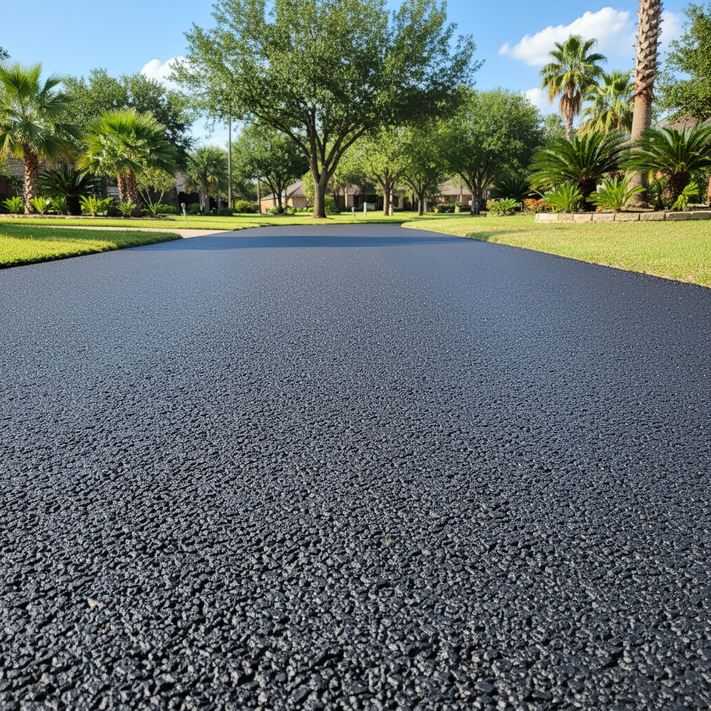 Completed commercial asphalt work at a residential property in Houston , TX