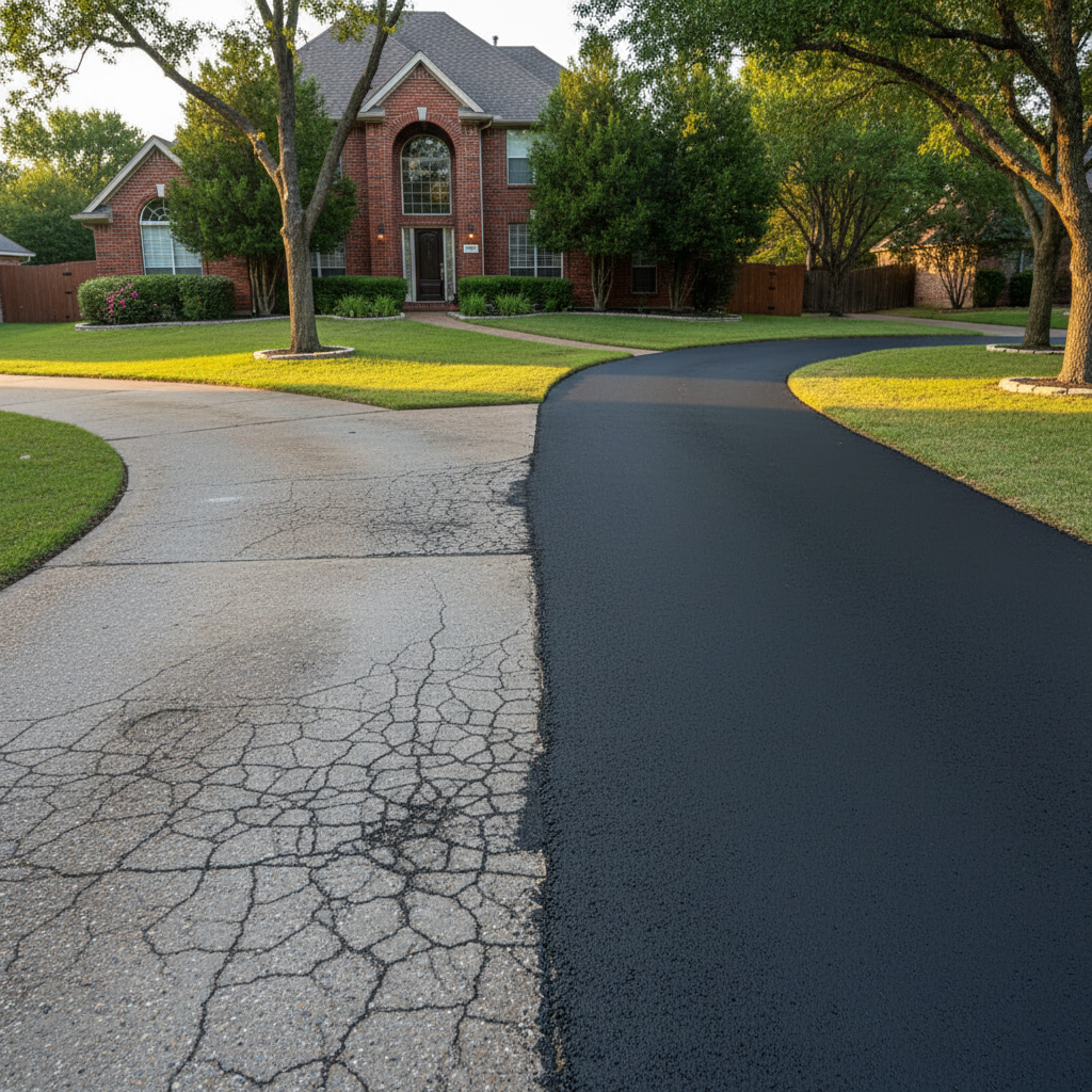 Completed asphalt patching work at a residential property in Dallas, TX