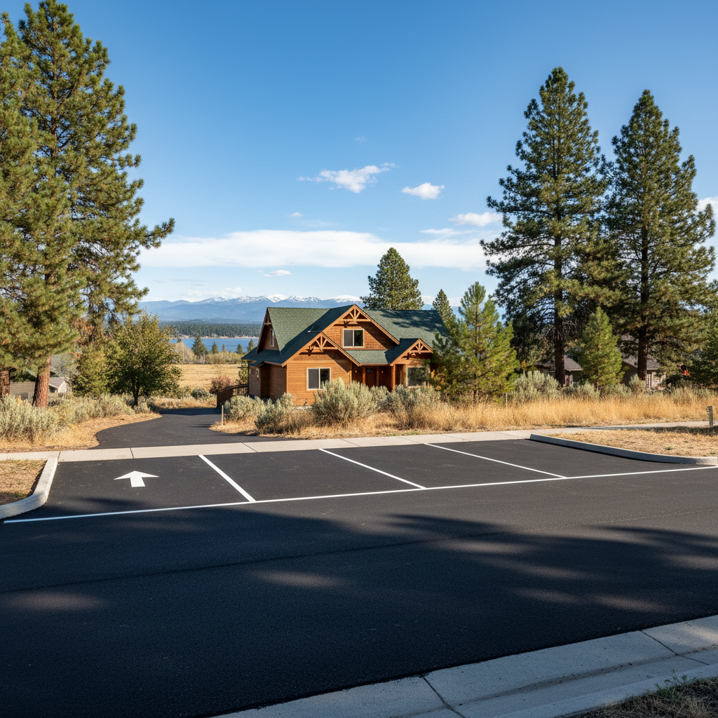 Completed asphalt striping work at a residential property in klamath falls, OR