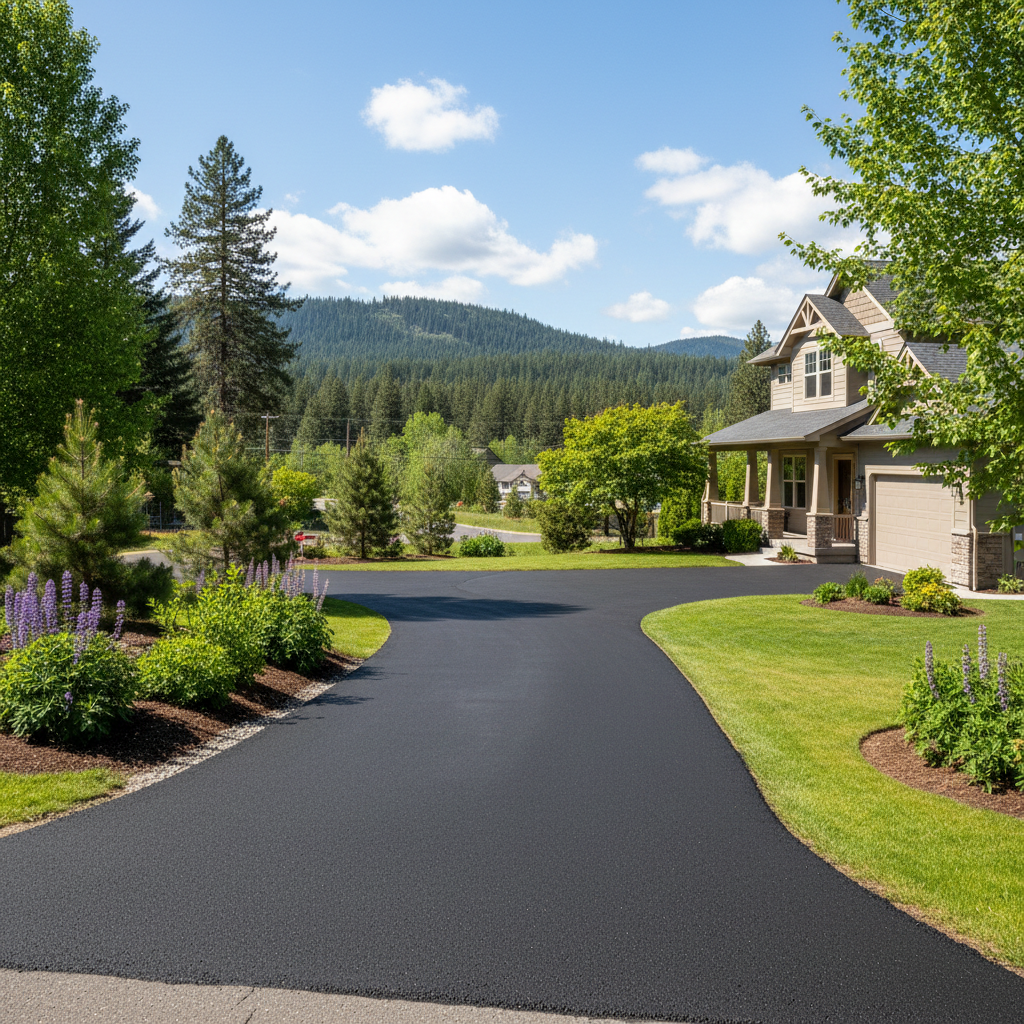Completed driveway paving work at a residential property in klamath falls, OR