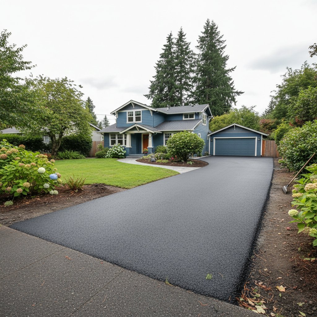 Completed residential asphalt work at a residential property in Portland, OR