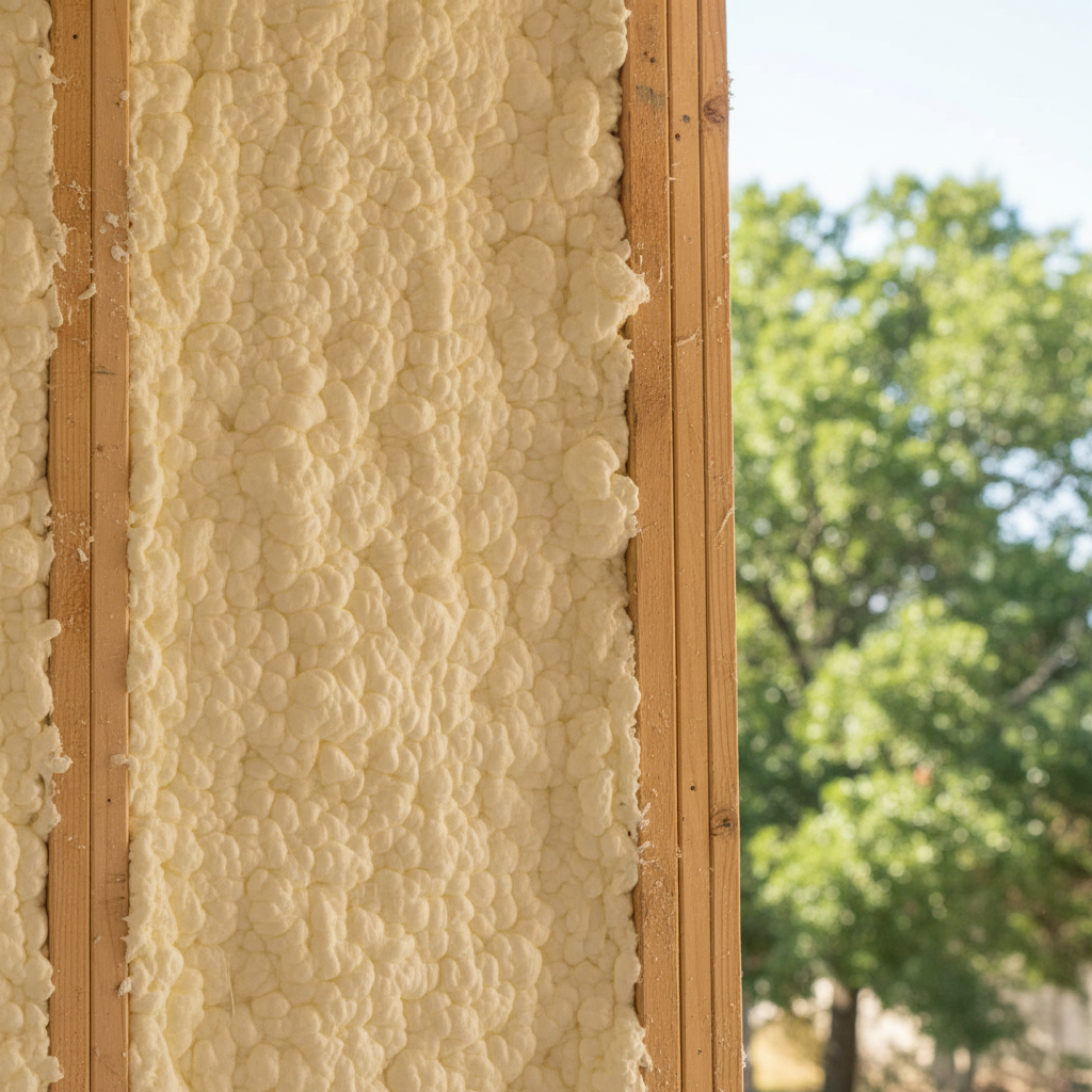 Completed open cell spray foam work at a residential property in Kyle, TX