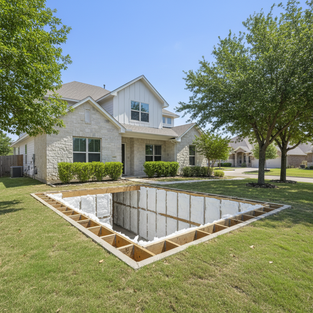 Completed basement insulation work at a residential property in Cibolo, TX