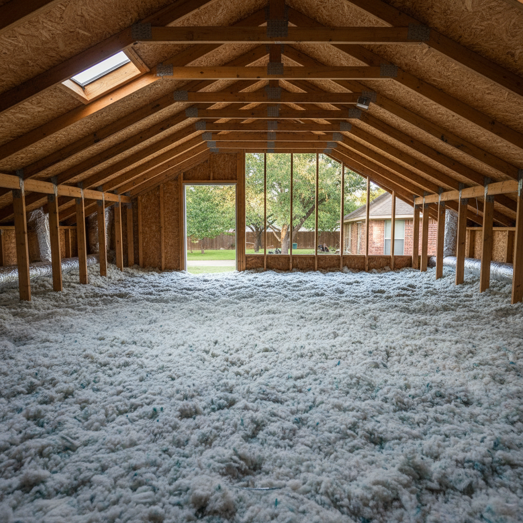 Completed blown-in insulation work at a residential property in Round Rock, TX