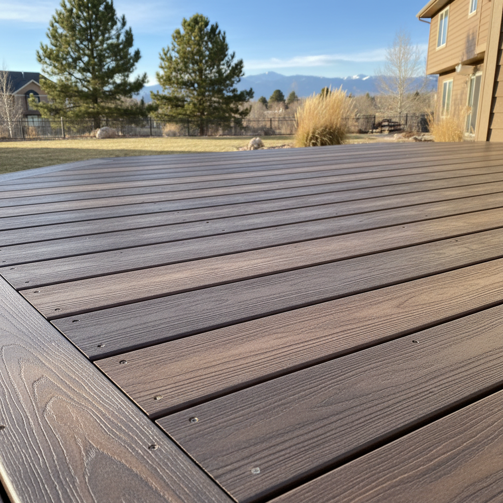 Completed composite decks work at a residential property in Littleton, CO