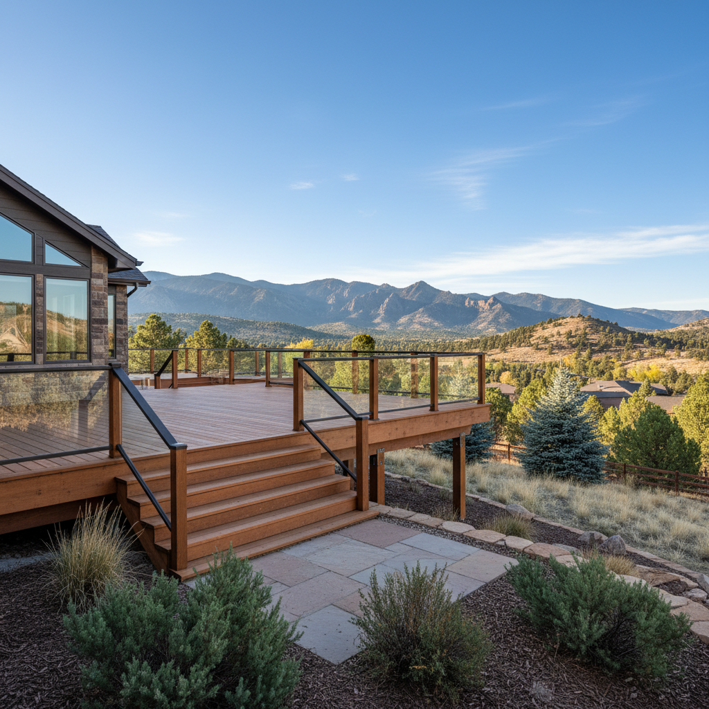 Completed wooden decks work at a residential property in Golden, CO
