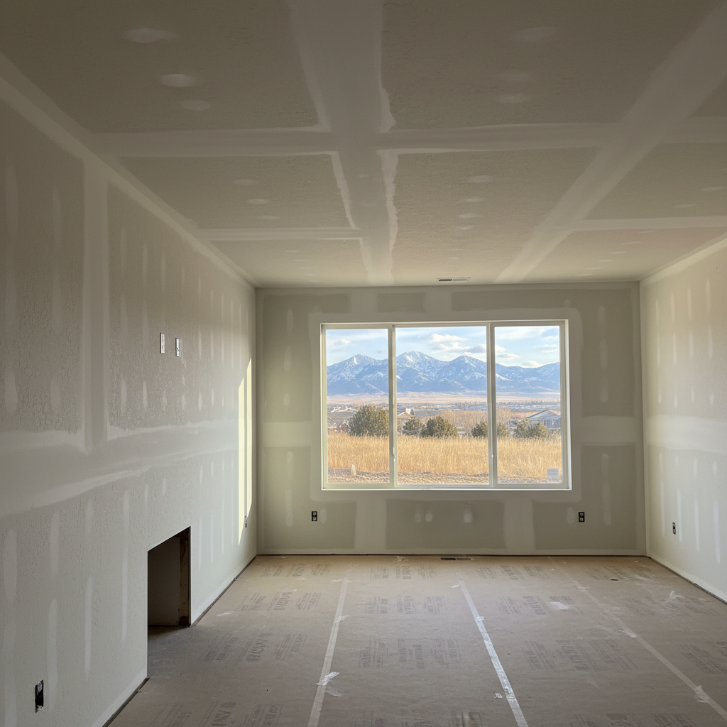Completed drywall texturing work at a residential property in West Jordan, UT