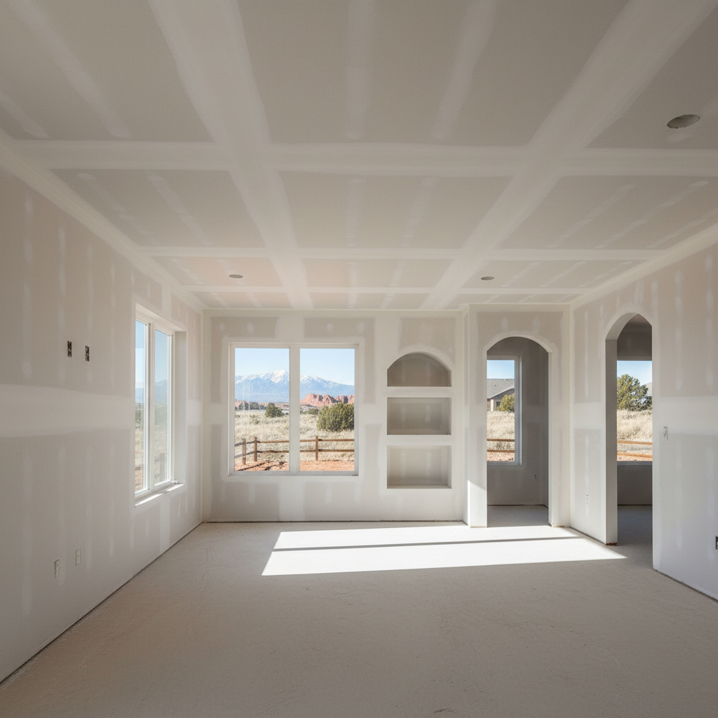 Completed sheetrock installation work at a residential property in Orem, UT