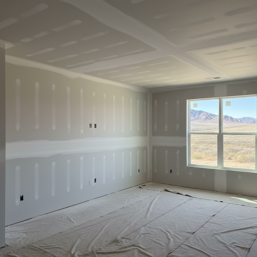Completed drywall taping and mudding work at a residential property in Ogden, UT
