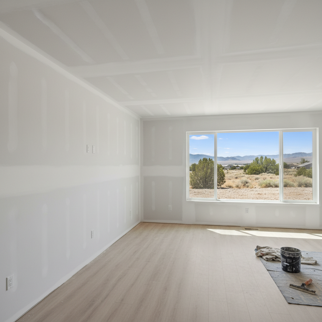 Completed drywall finishing work at a residential property in Layton, UT