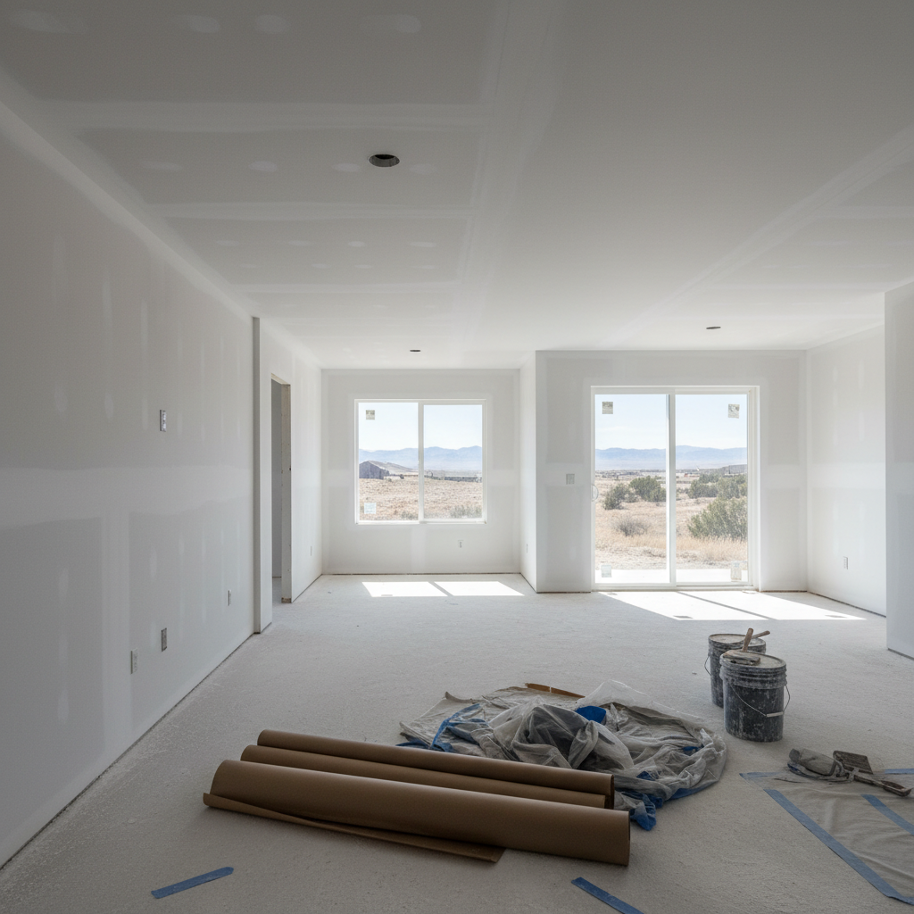 Completed drywall priming work at a residential property in Lehi, UT