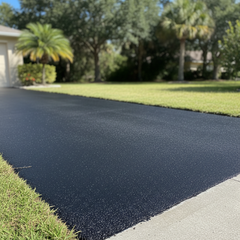 Completed asphalt sealcoating work at a residential property in Bradenton, FL