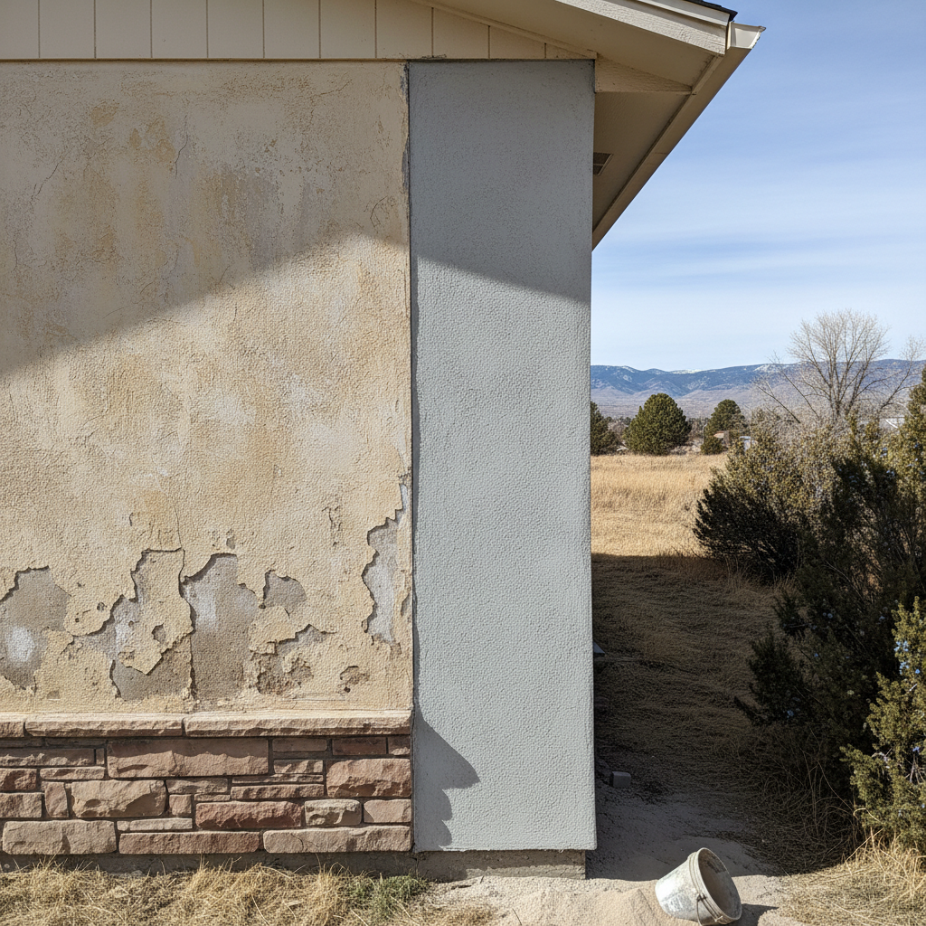 Completed stucco repair work at a residential property in Layton, UT