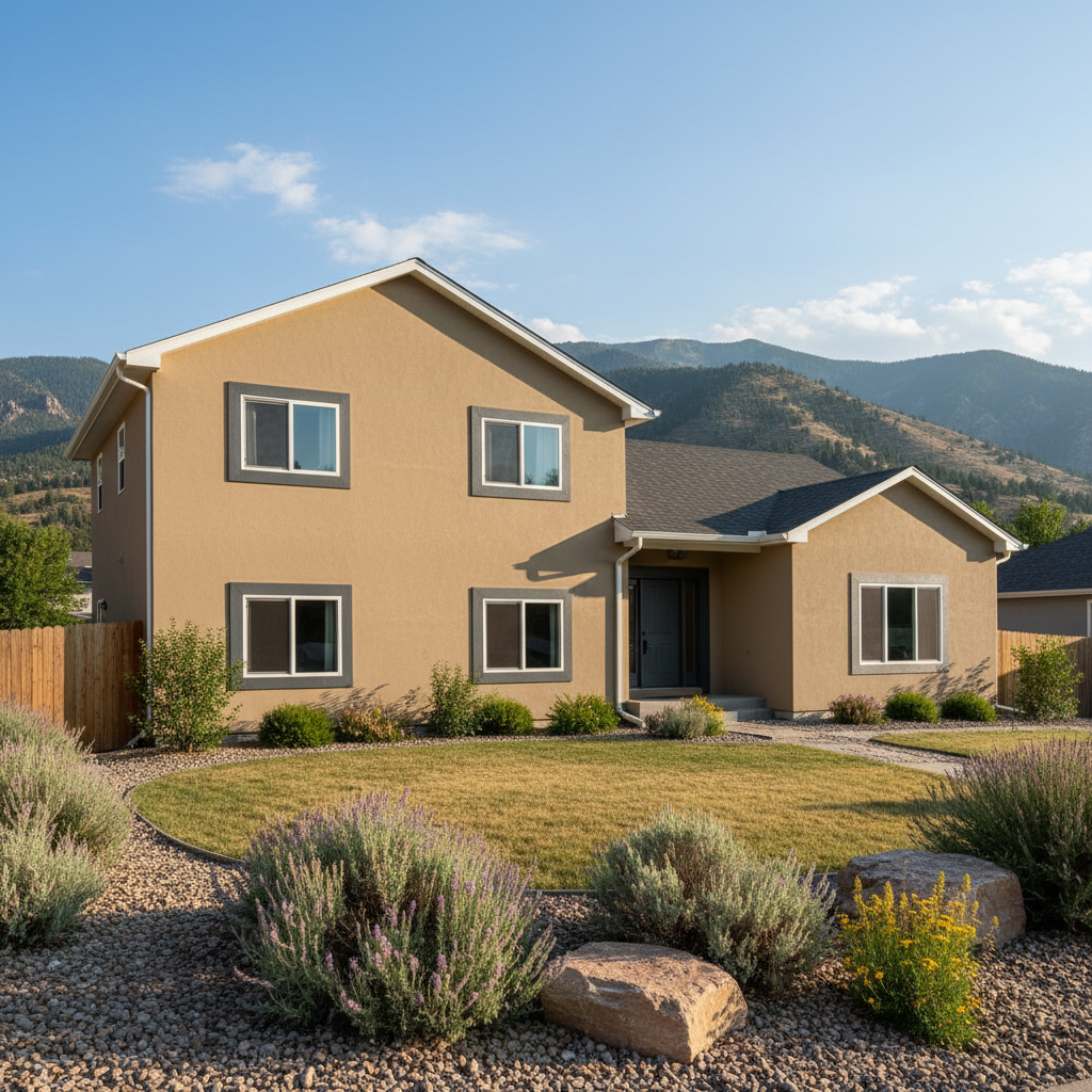 Completed stucco painting work at a residential property in Millcreek, UT