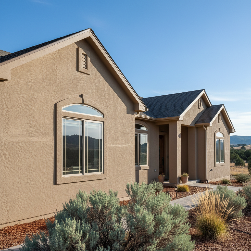 Completed residential stucco work at a residential property in Saratoga Springs, UT