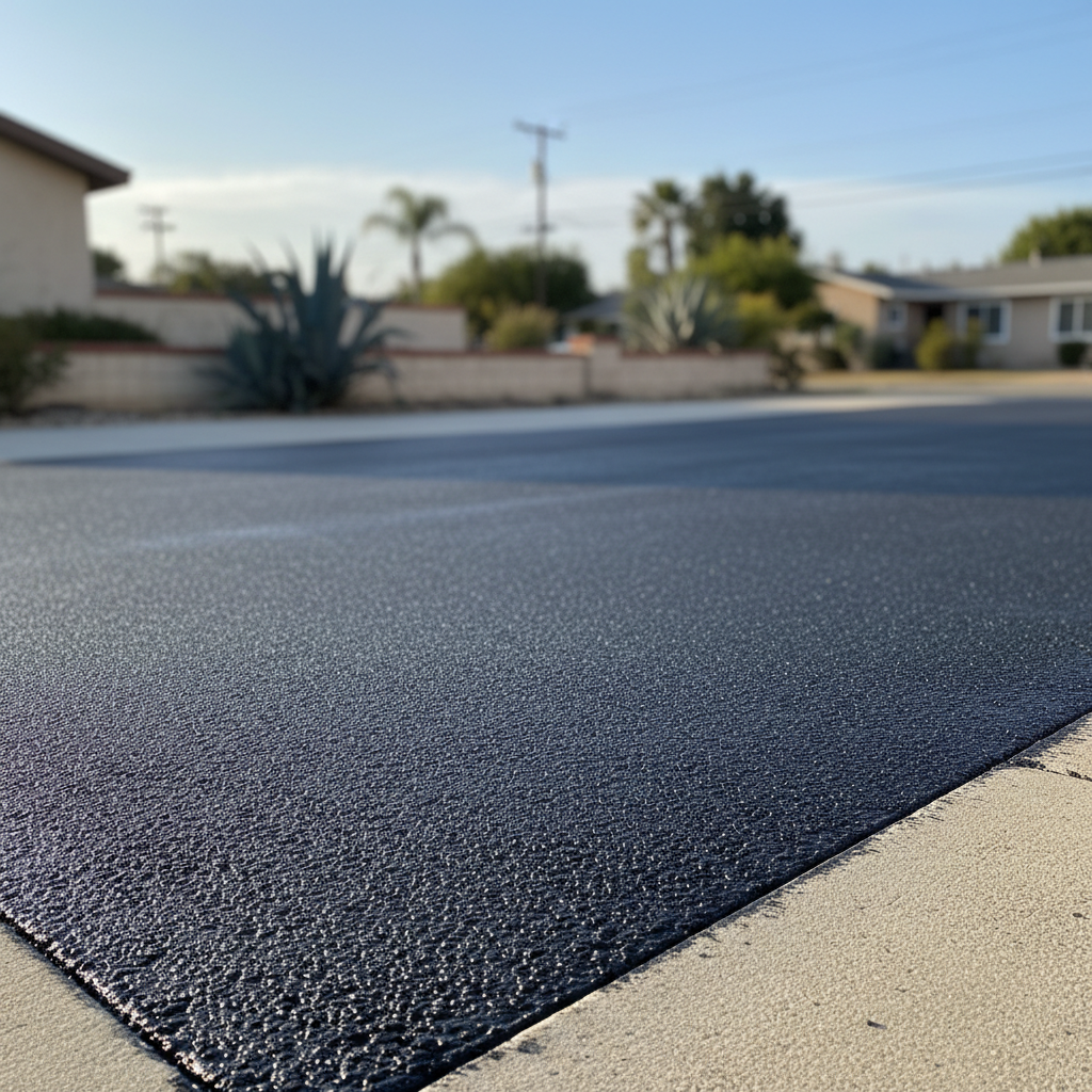 Completed asphalt sealcoating work at a residential property in Van Nuys, CA