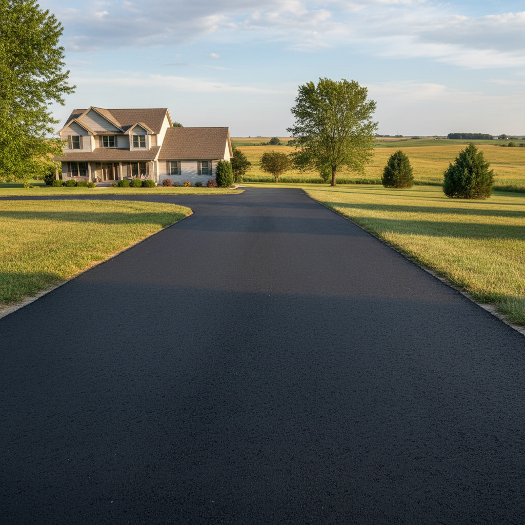 Completed driveway paving work at a residential property in Clearwater , KS