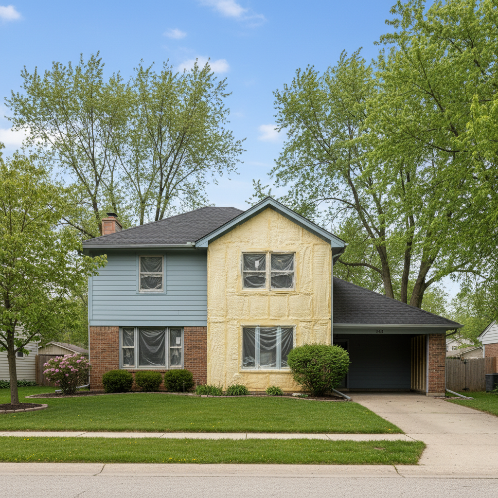 Completed closed cell spray foam work at a residential property in Arlington Heights, IL