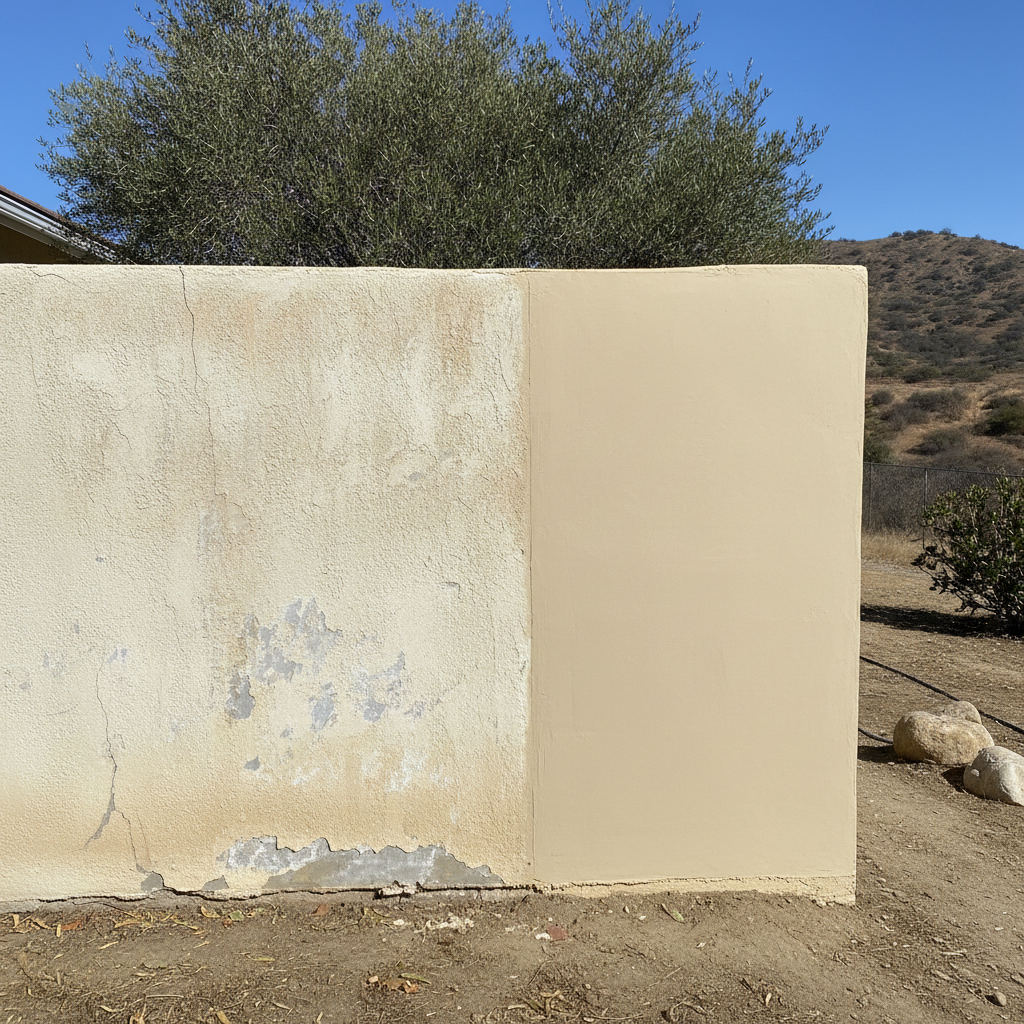 Completed stucco repair work at a residential property in San Dimas, CA