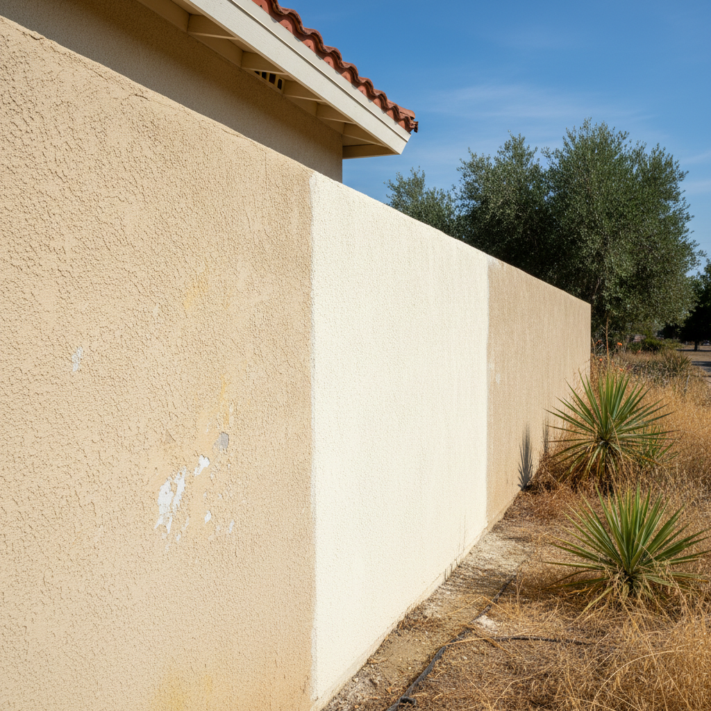 Completed stucco repair work at a residential property in San Dimas, CA