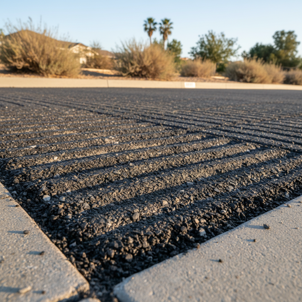 Completed asphalt milling work at a residential property in Placentia, CA