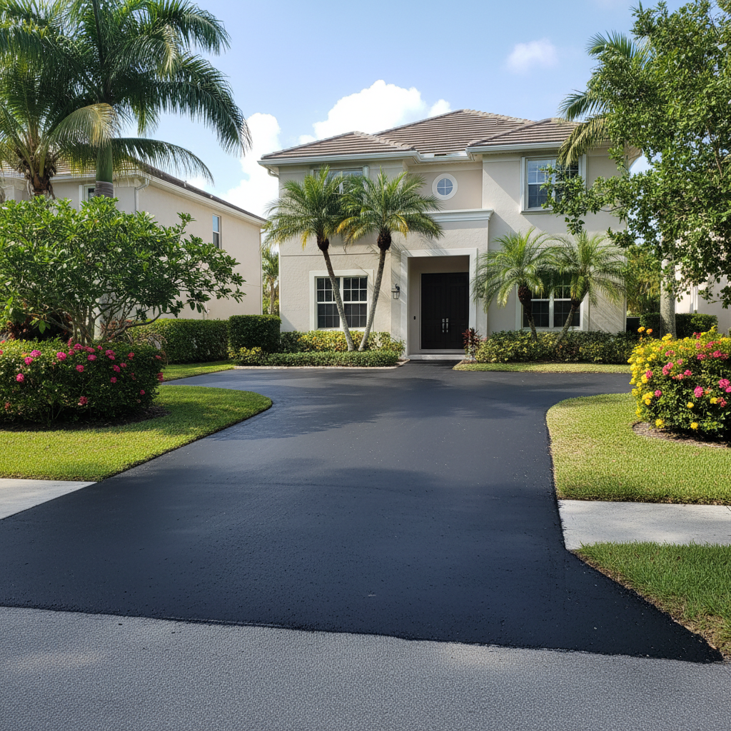 Completed residential asphalt work at a residential property in Sunrise, FL