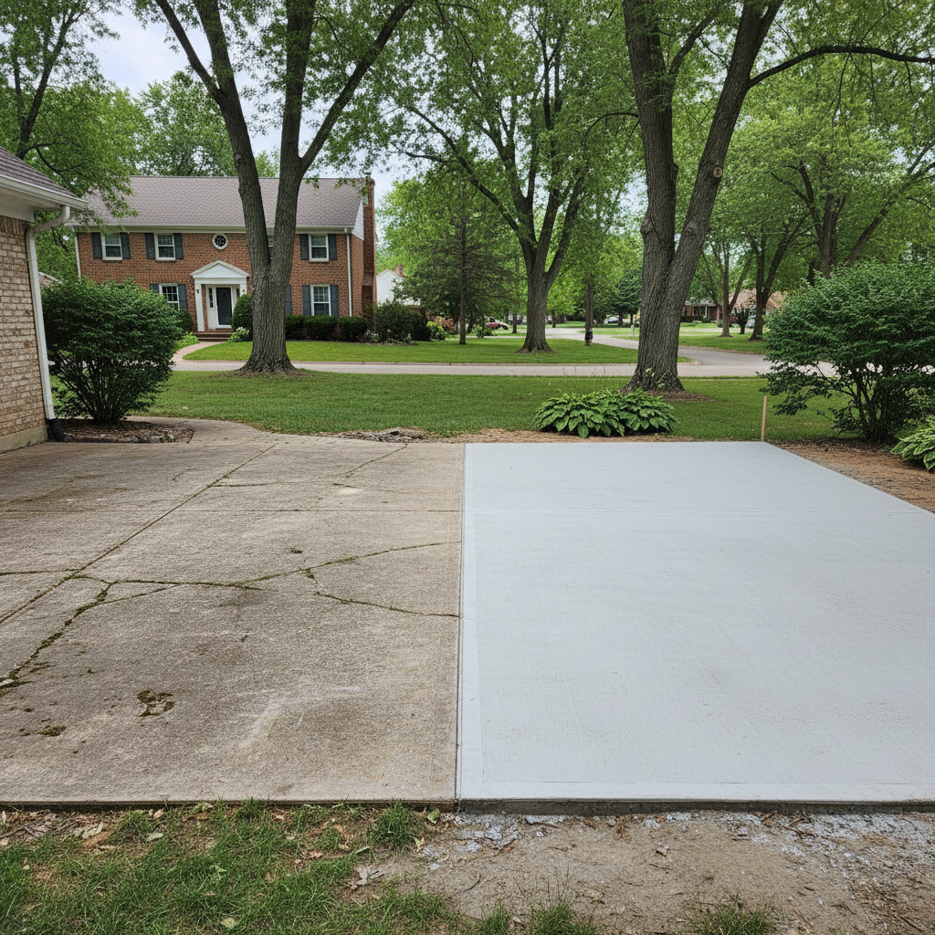 Completed concrete foundations work at a residential property in Aurora, IL