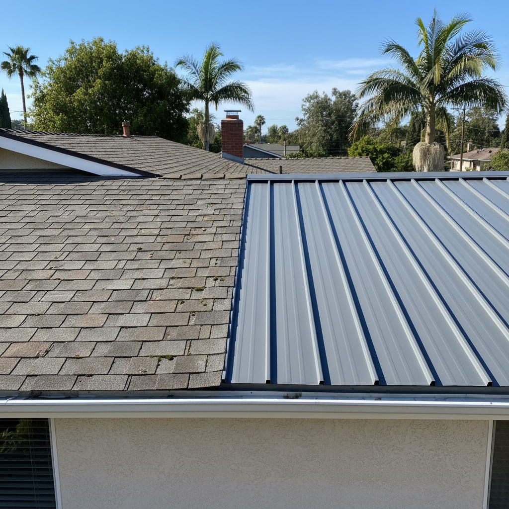 Completed metal roofing work at a residential property in Santa Monica, CA
