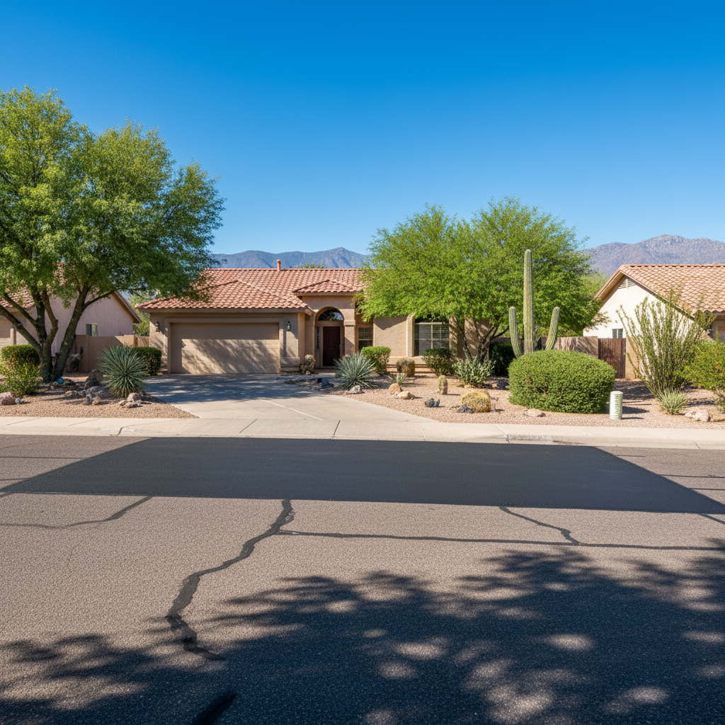 Completed asphalt patching work at a residential property in Tucson , AZ