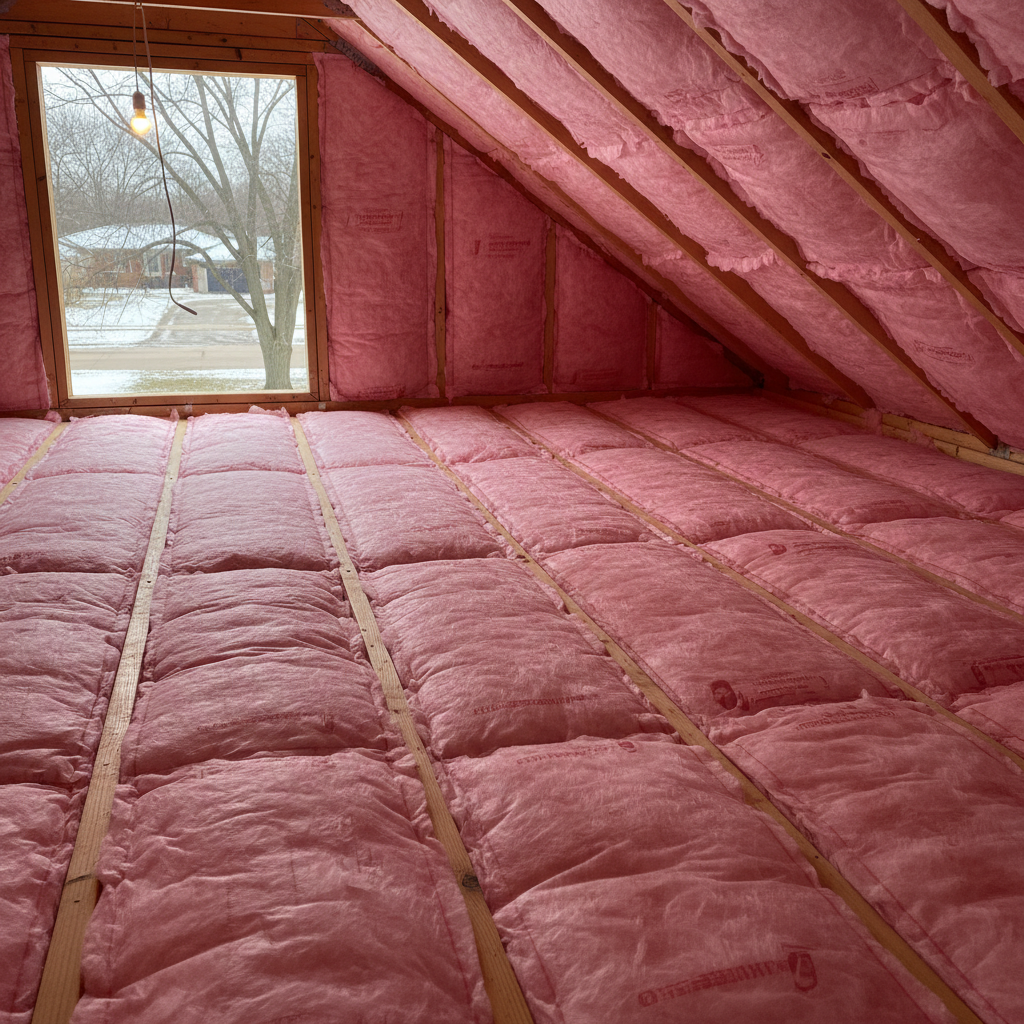 Completed batt insulation installation work at a residential property in Elgin, IL