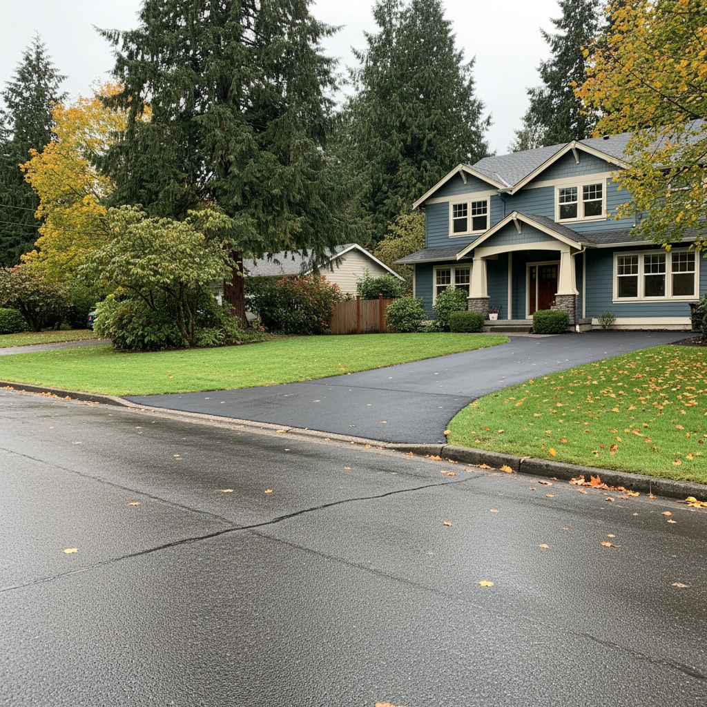 Completed asphalt repair work at a residential property in Vancouver, WA