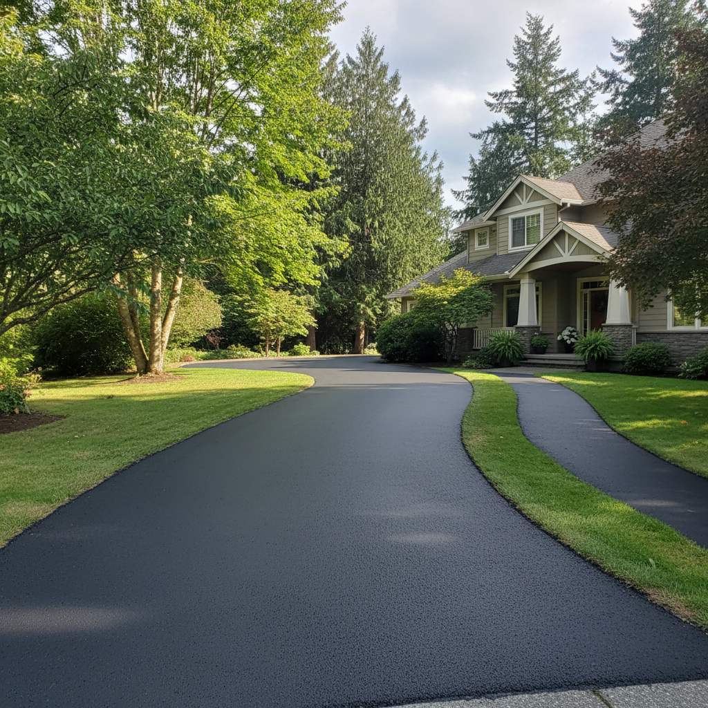 Completed asphalt paving work at a residential property in Vancouver, WA