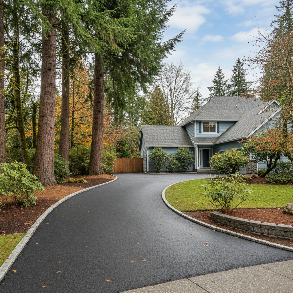 Completed driveway paving work at a residential property in Vancouver, WA