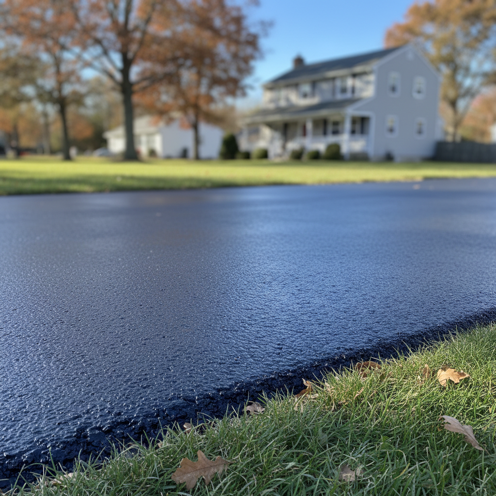 Completed asphalt sealcoating work at a residential property in Toms River, NJ