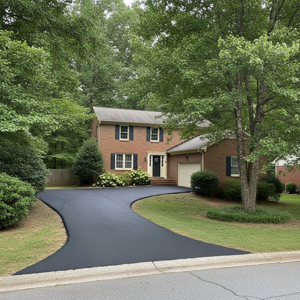 Completed driveway paving work at a residential property in Decatur, GA