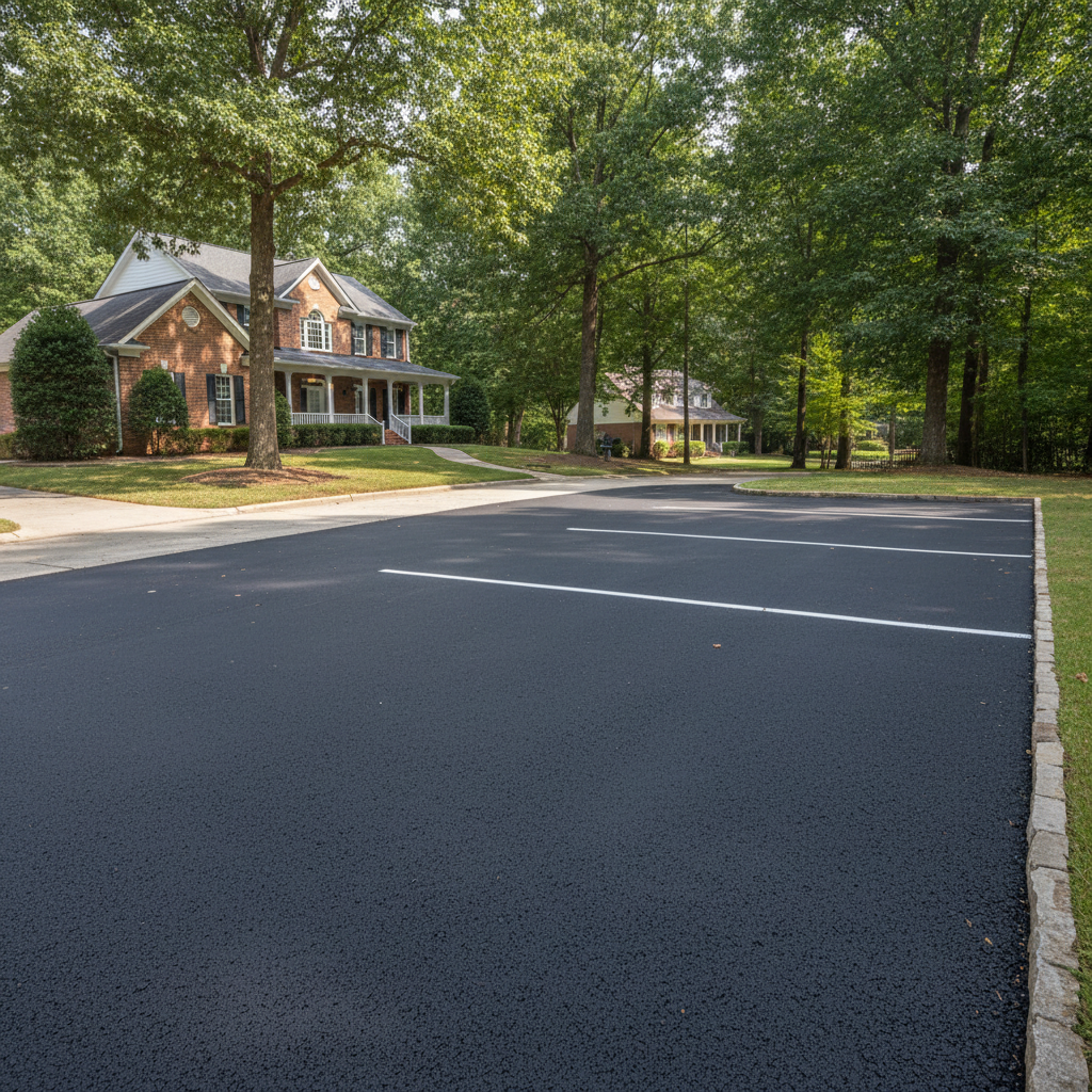 Completed parking lot paving work at a residential property in Atlanta, GA