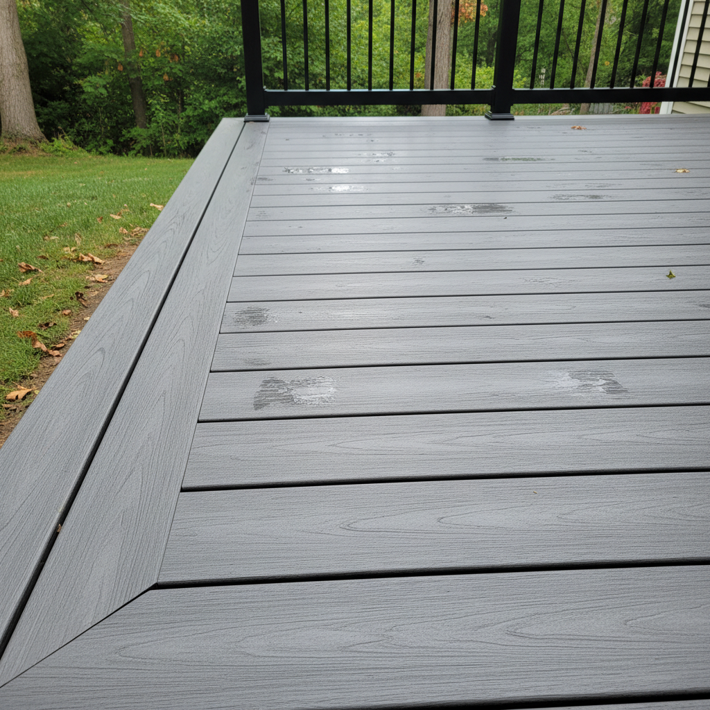Completed composite decks work at a residential property in New Britain, CT
