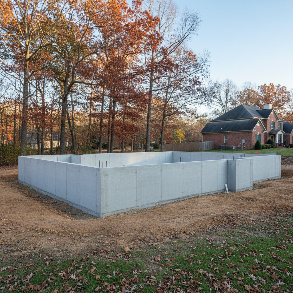 Completed concrete foundations work at a residential property in Waldorf, MD