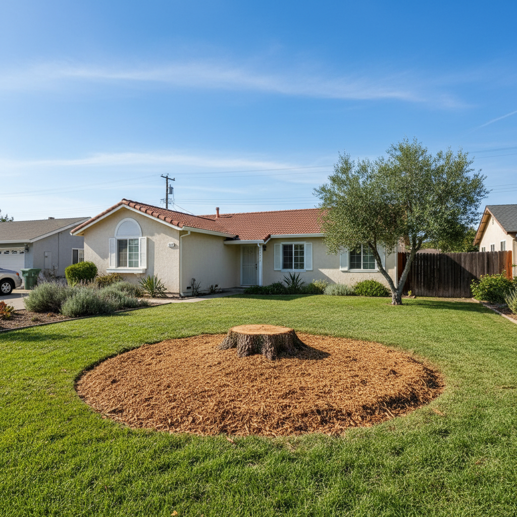 Completed tree removal work at a residential property in Fremont, CA