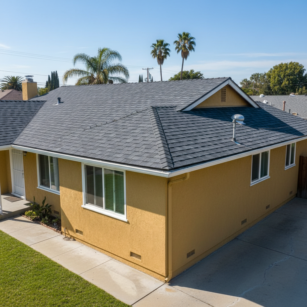 Completed roof installation work at a residential property in Alhambra, CA