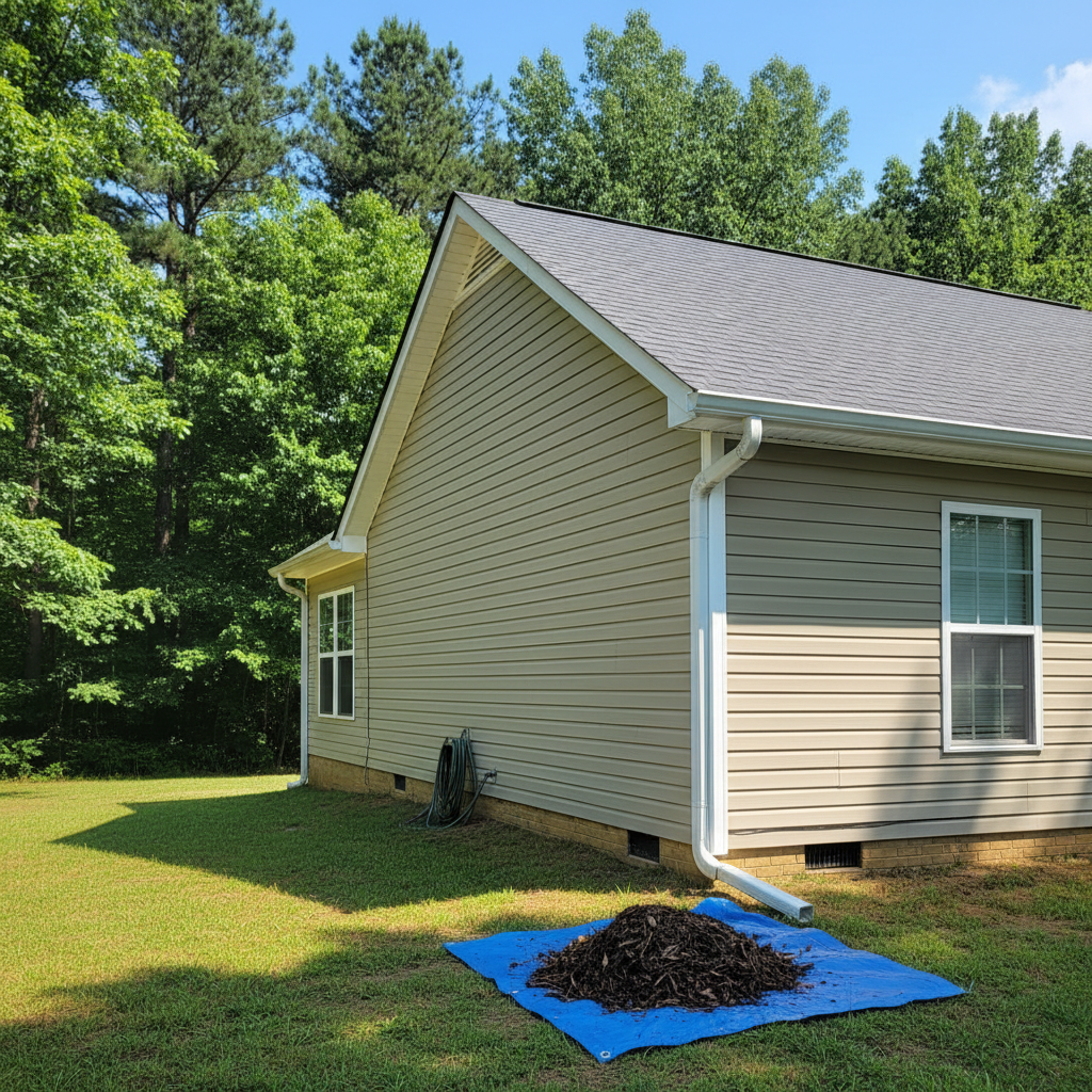 Completed gutter cleaning work at a residential property in Louisburg, NC