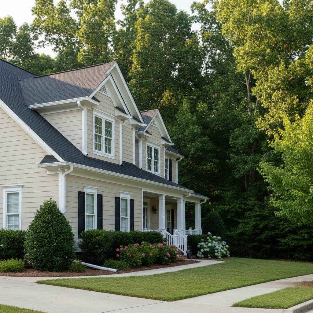 Completed gutter repair work at a residential property in Louisburg, NC