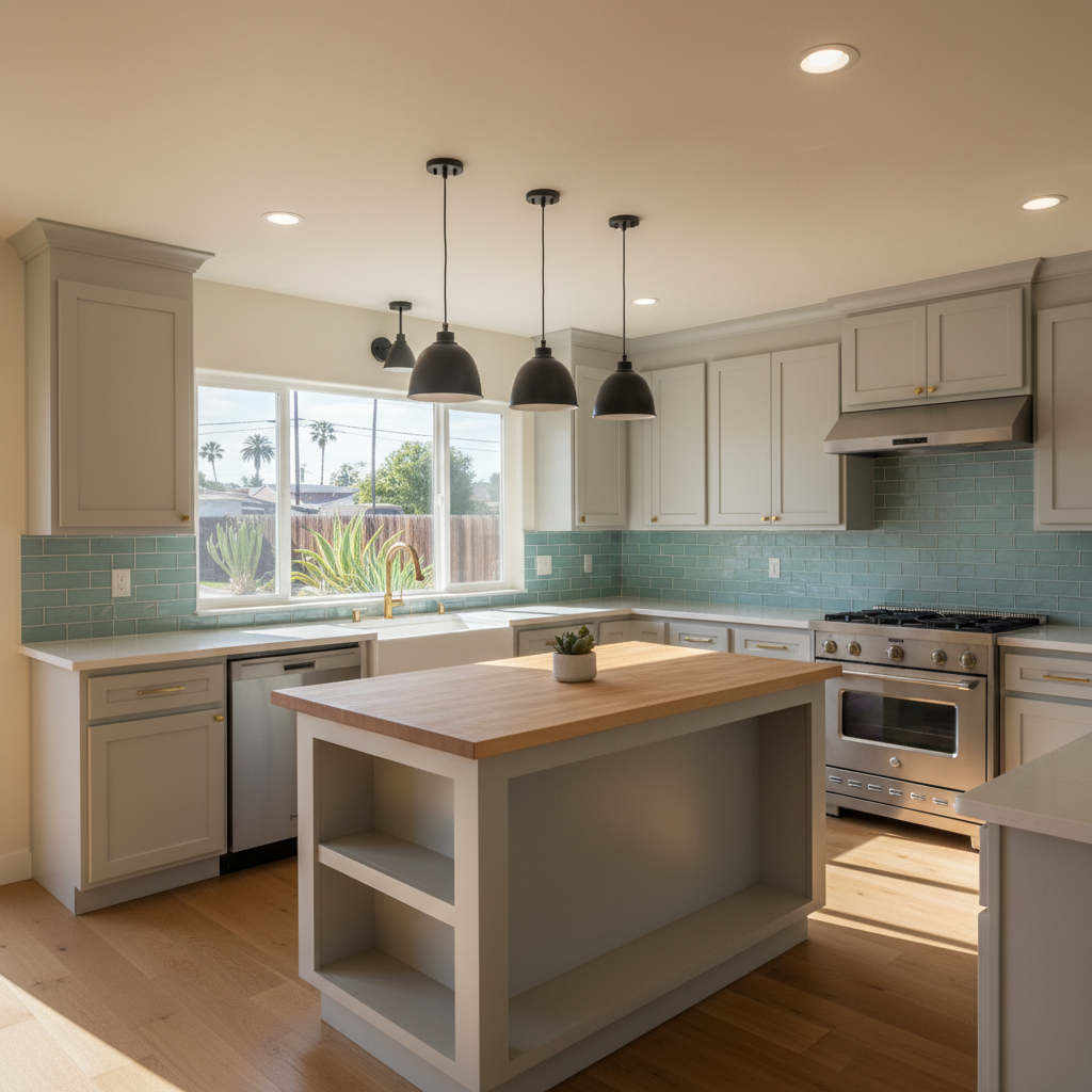 Completed kitchen remodel work at a residential property in Long Beach, CA