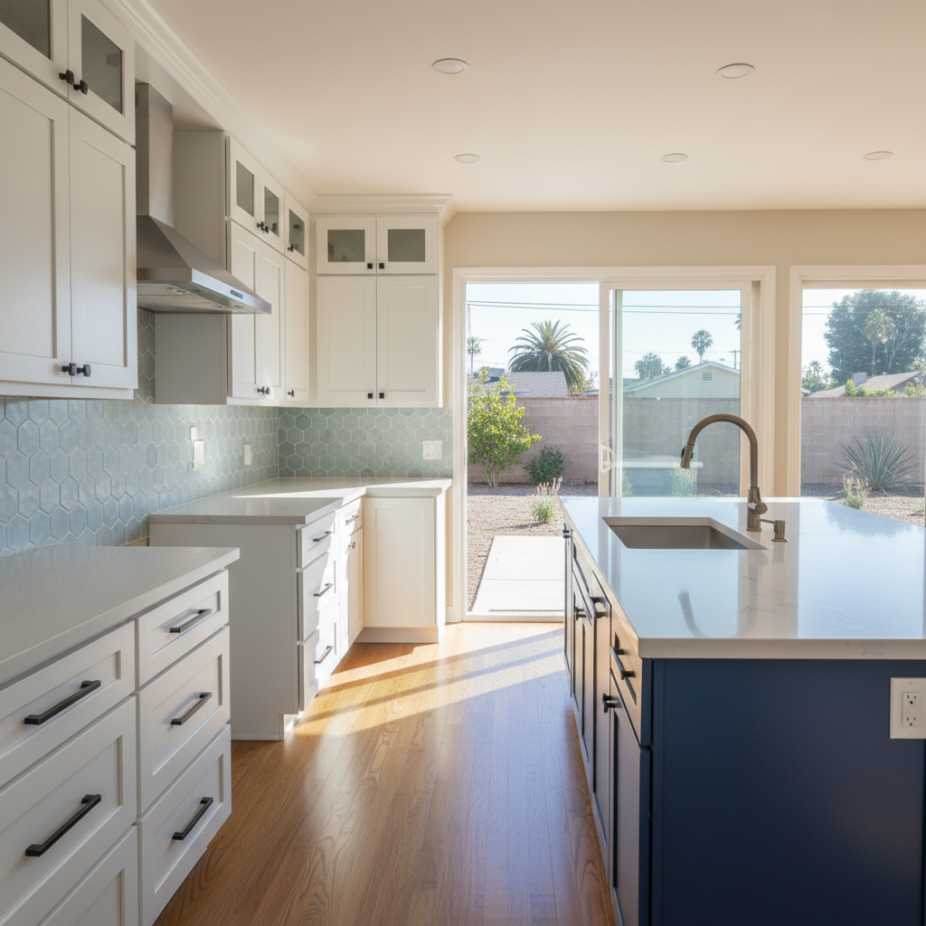 Completed cabinet installation work at a residential property in Long Beach, CA