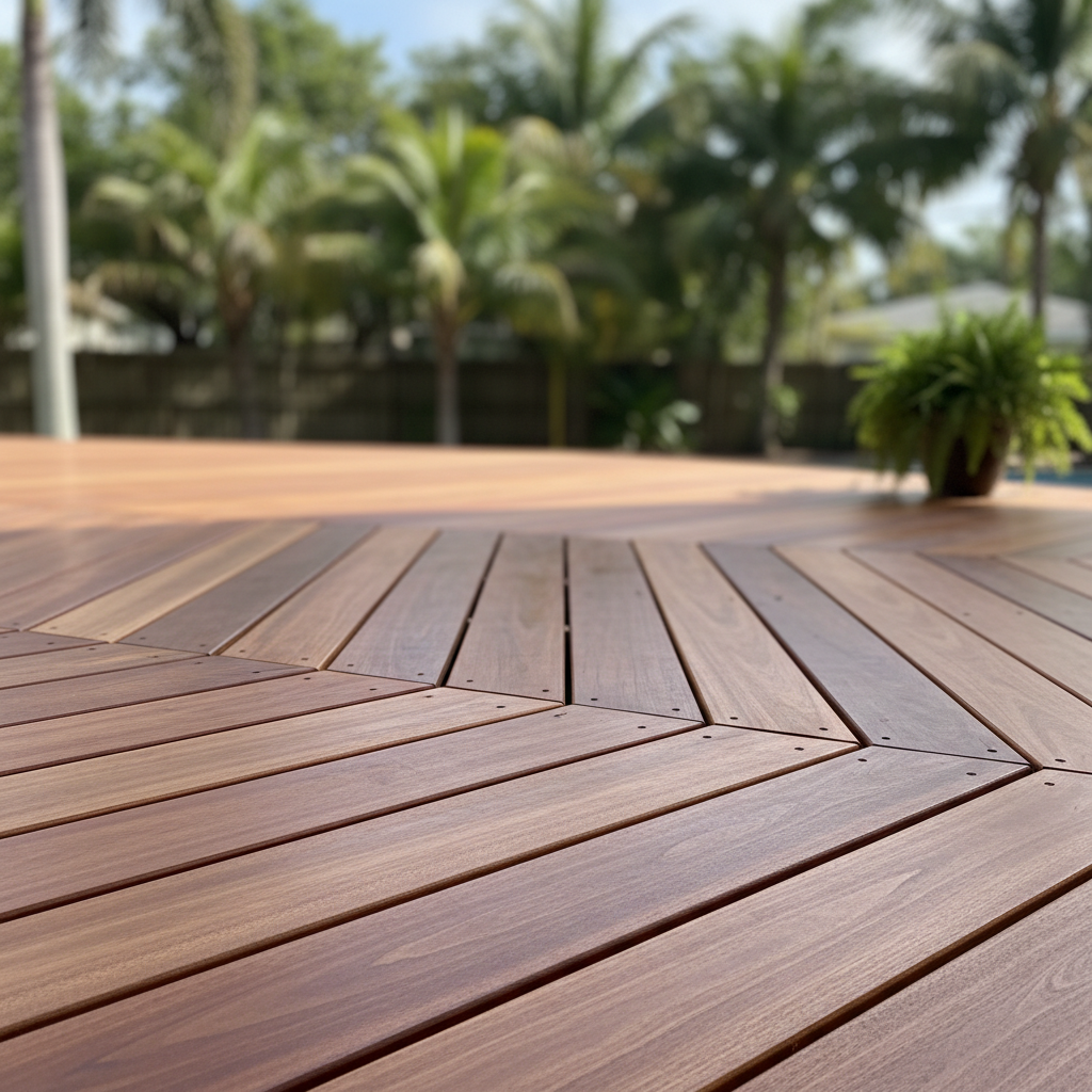 Completed wooden decks work at a residential property in Fort Lauderdale, FL