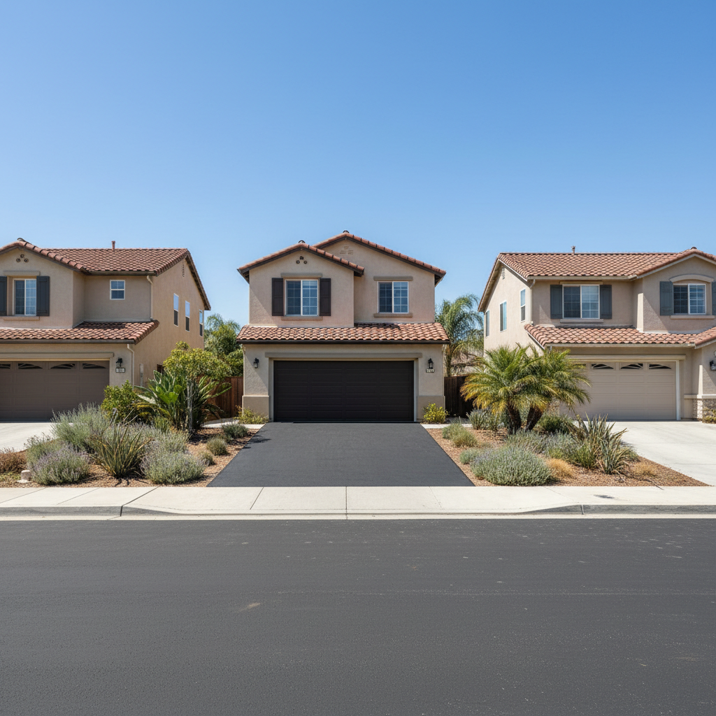 Completed asphalt paving work at a residential property in Brea, CA